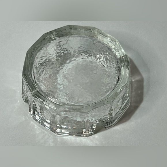 VTG BLENKO STYLE Clear Round Glass Ashtray Mid Century Modern MCM 3.75" 4-SLOT - Picture 7 of 8
